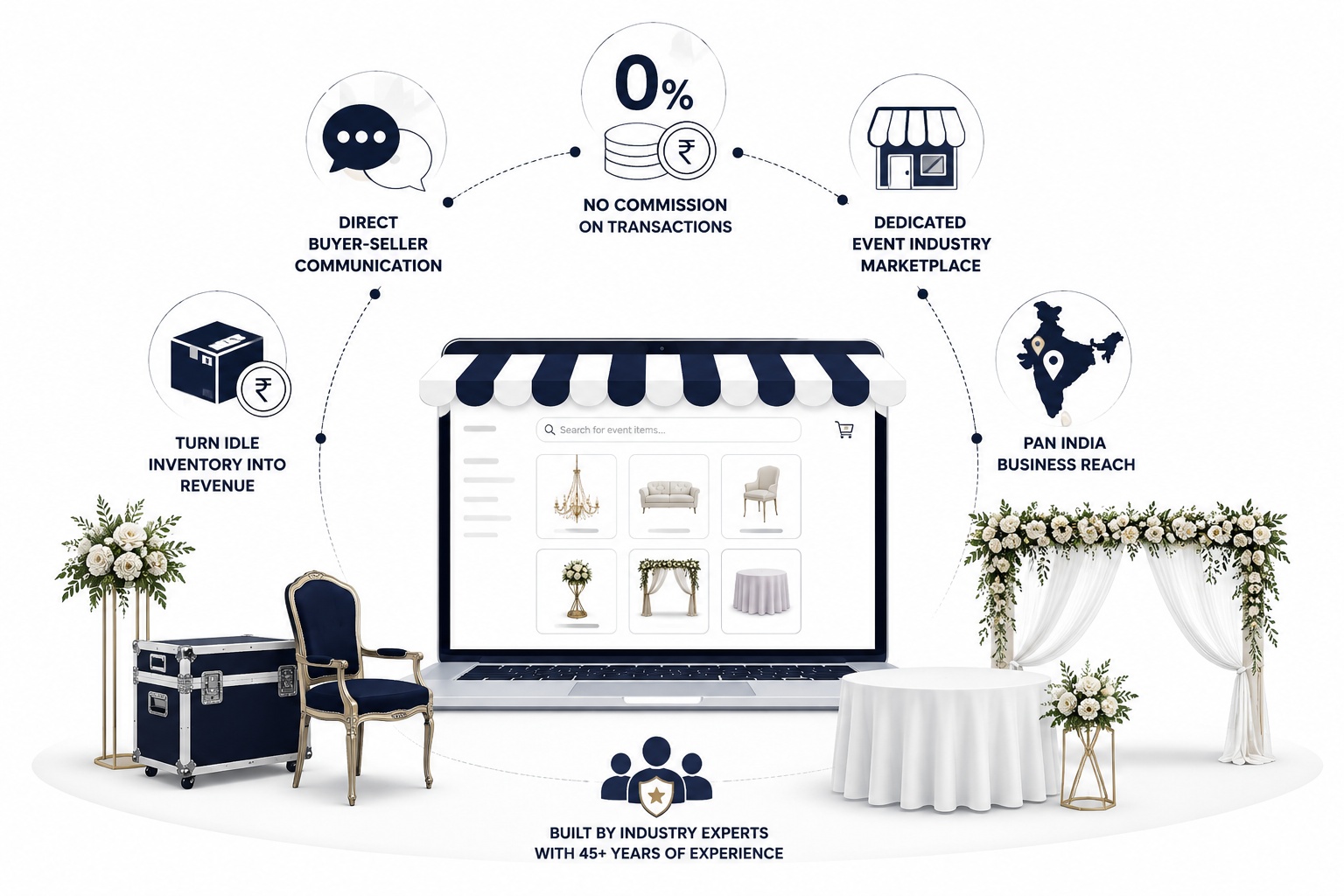 Event tent and shamiana setup for weddings and celebrations